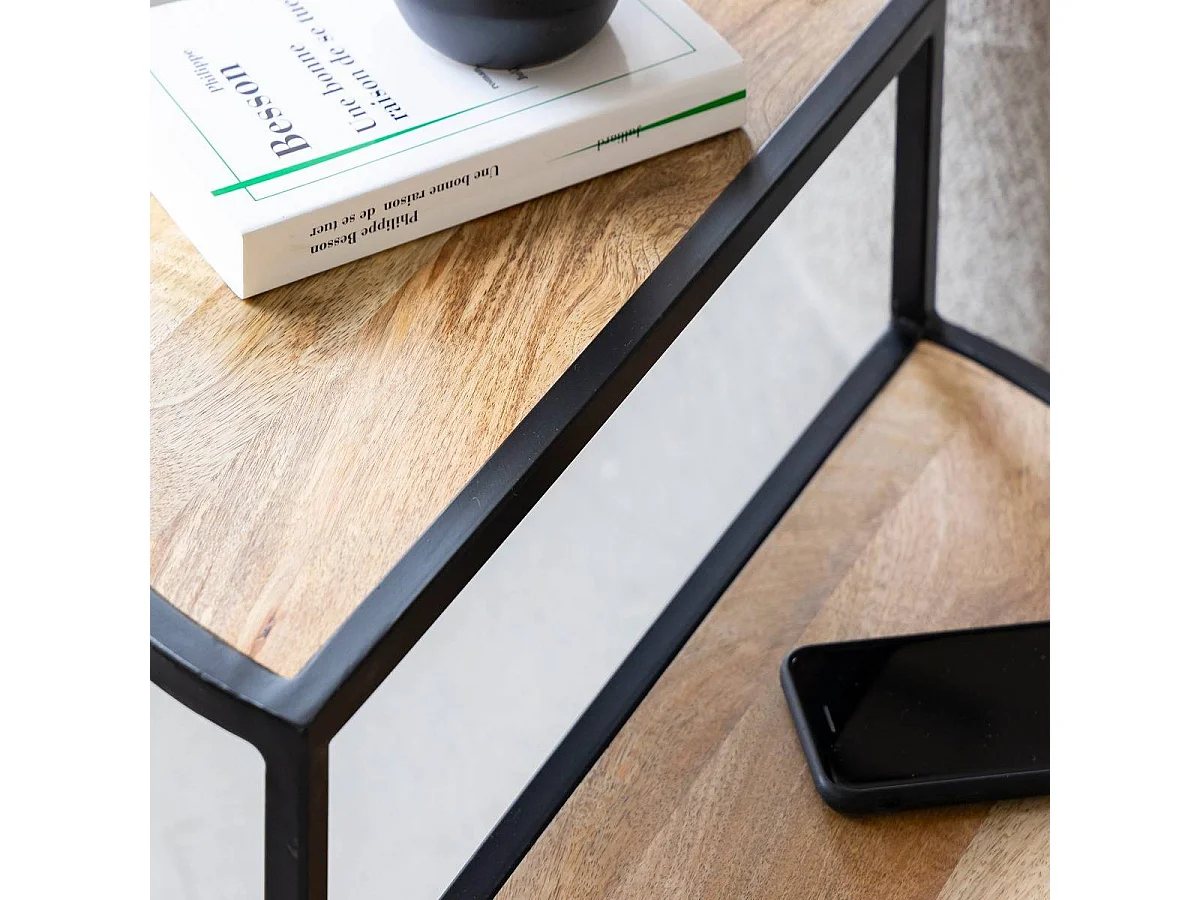 Bout de canapé en bois de manguier et métal Maelle