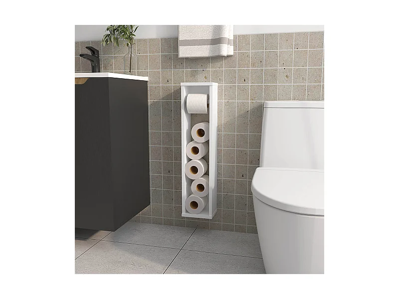 TUHOME Porta Papel Higiénico Supai en Melamina, Blanco