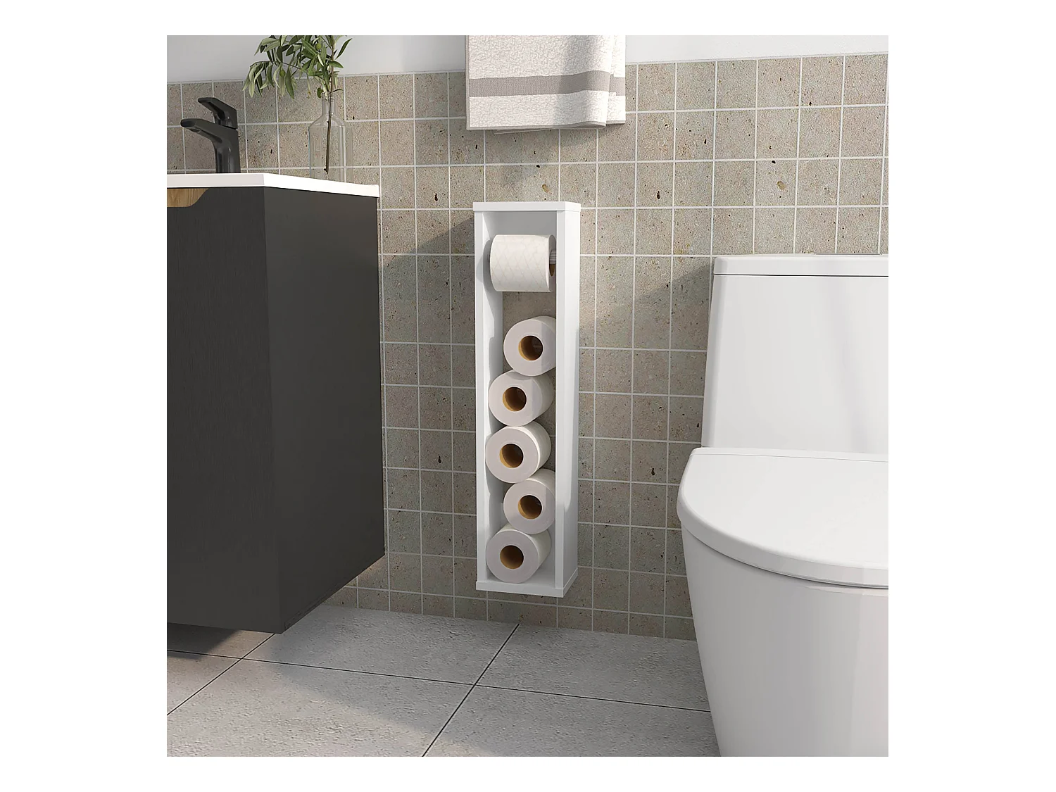 TUHOME Porte-Papier Toilette Supai en Mélamine, Blanc