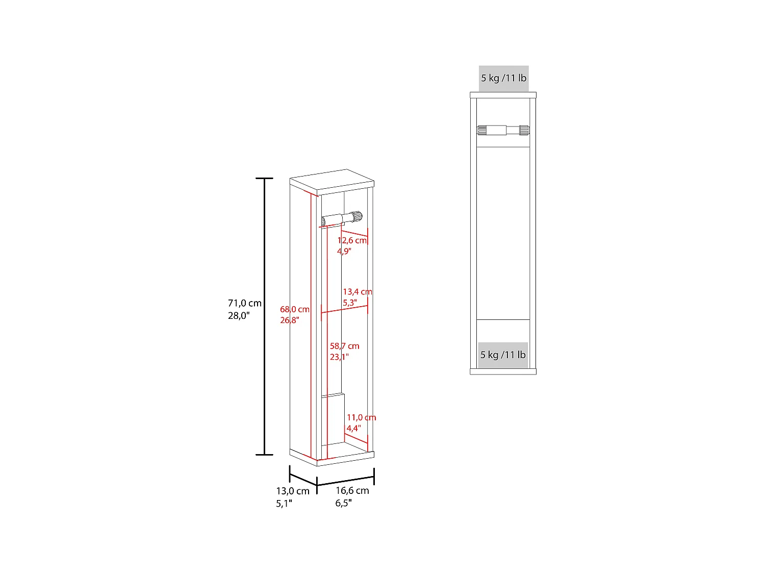 TUHOME Porte-Papier Toilette Supai en Mélamine, Blanc