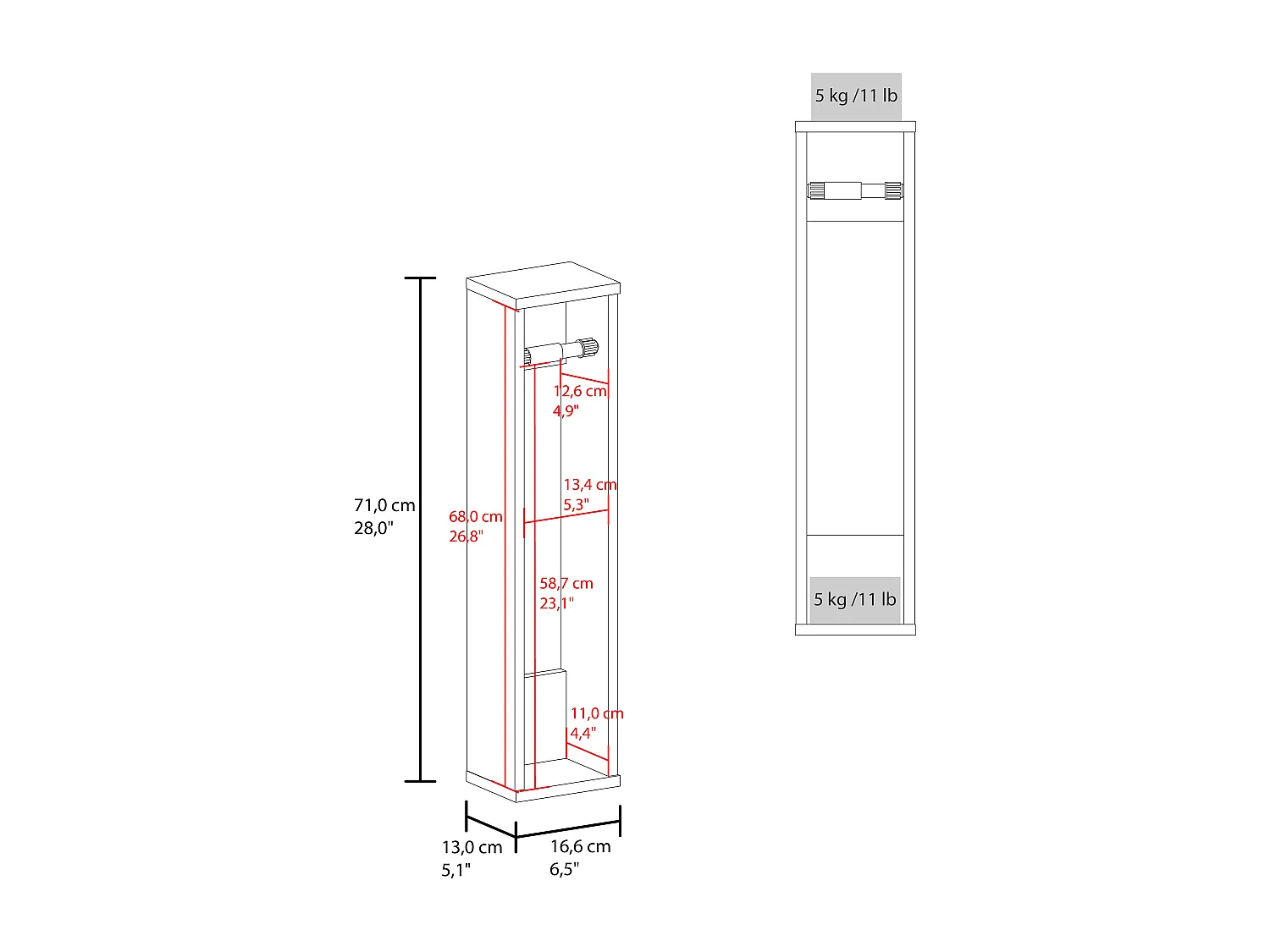 TUHOME Porta Papel Higiénico Supai en Melamina, Blanco