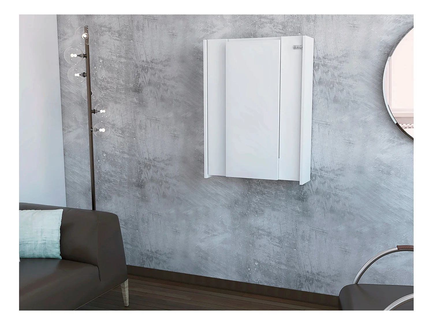 TUHOME Table Murale Pliable Dalton avec Base et Étagères, Blanc