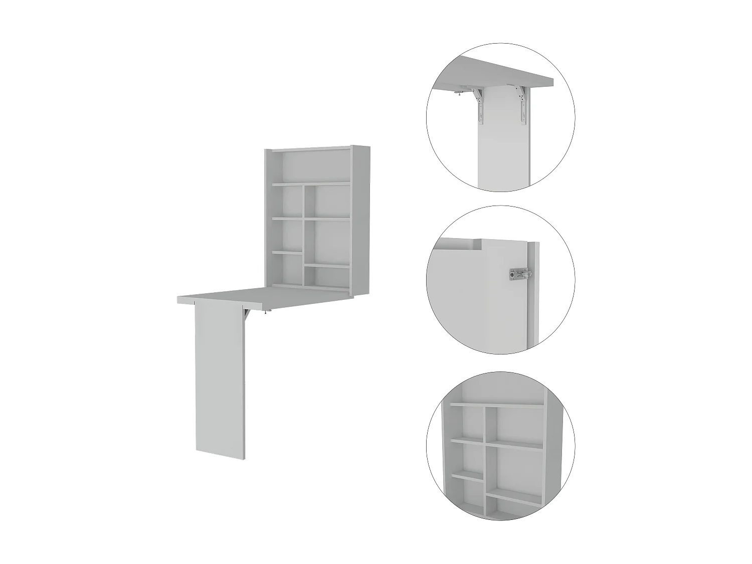 TUHOME Mesa Plegable Dalton con Base y Estantes, Blanco