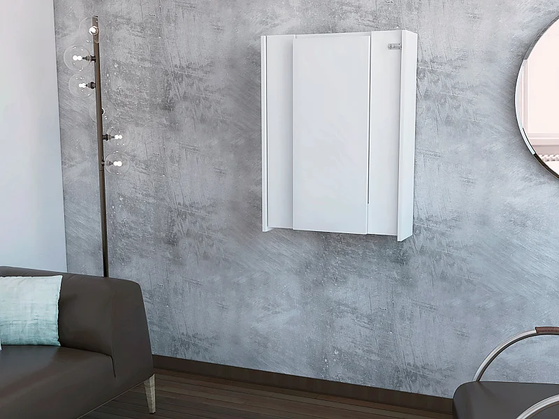 TUHOME Table Murale Pliable Dalton avec Base et Étagères, Blanc