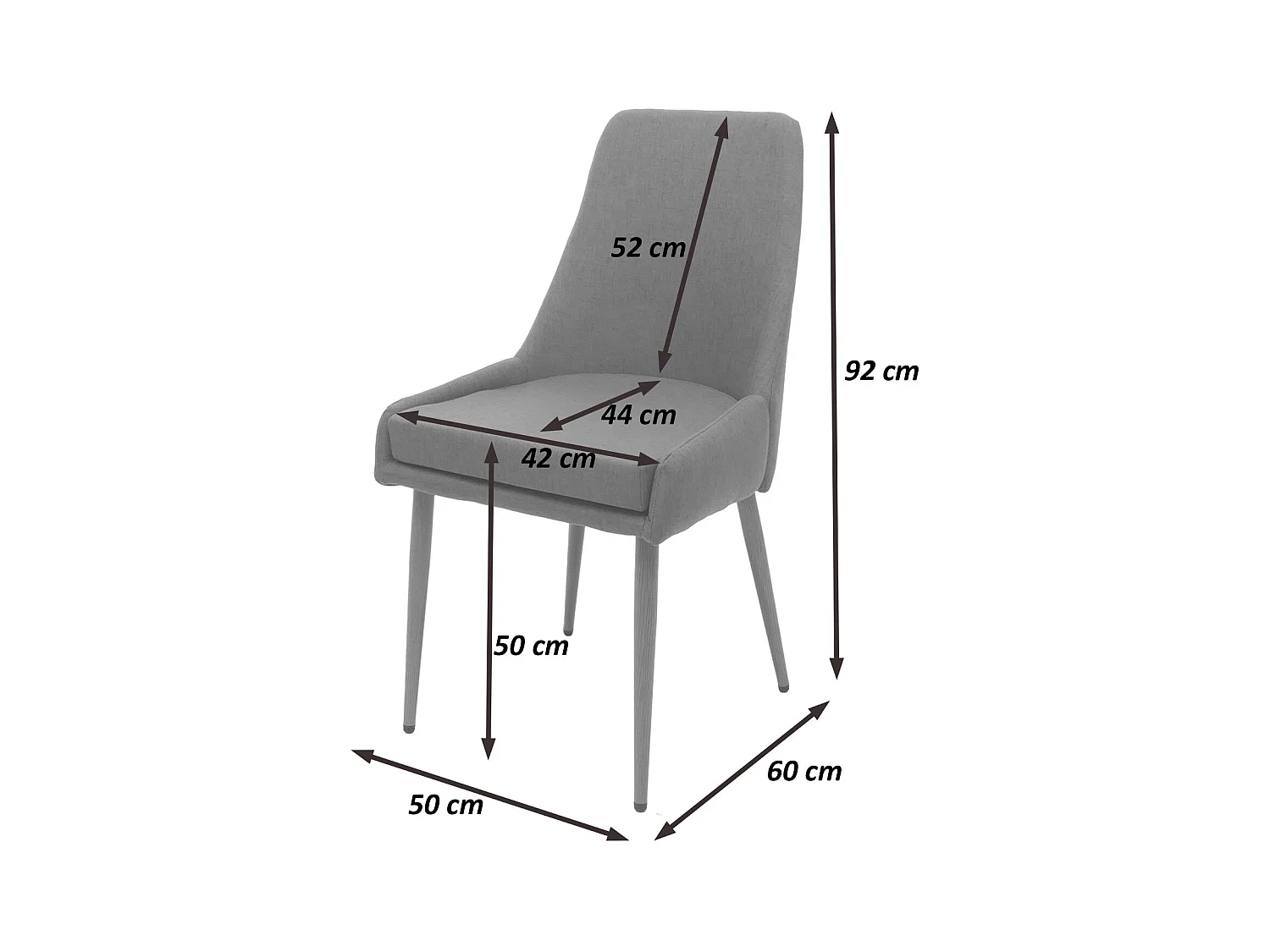 Chaise de salle à manger MCW-O27 (lot de 6),  gris clair