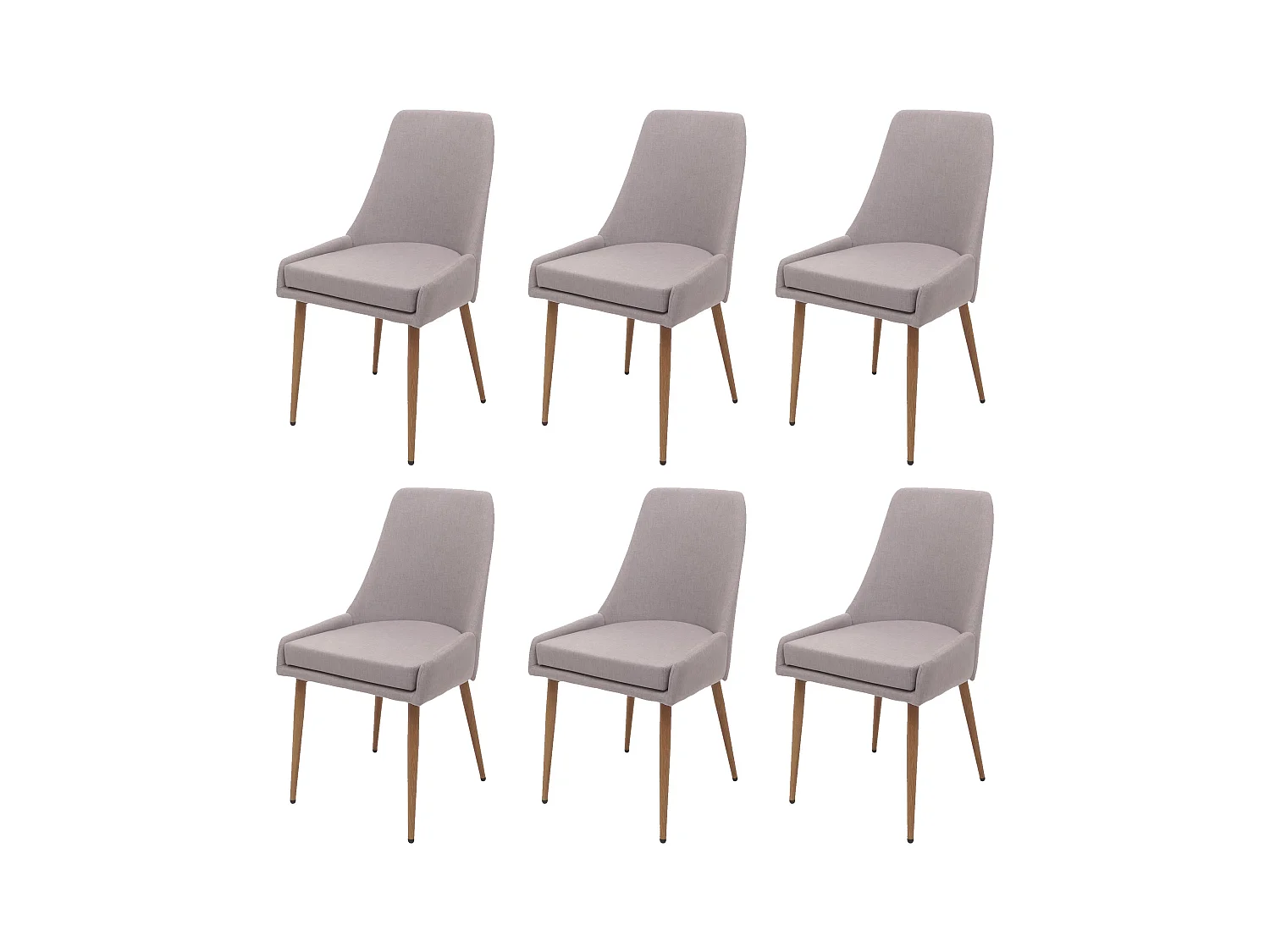 Chaise de salle à manger MCW-O27 (lot de 6),  gris clair