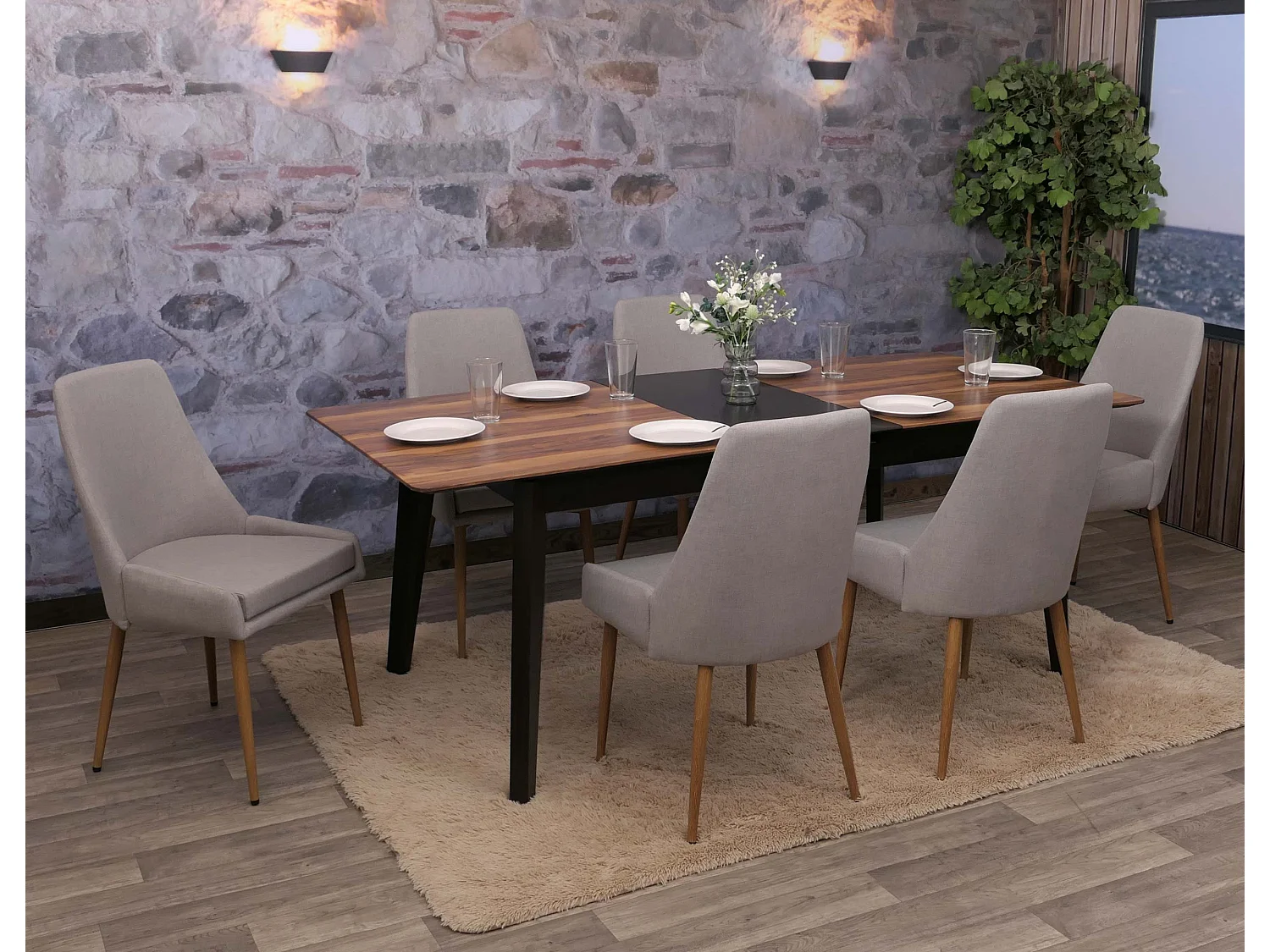 Esszimmerstuhl MCW-O27 (6er-Set), Hellgrau