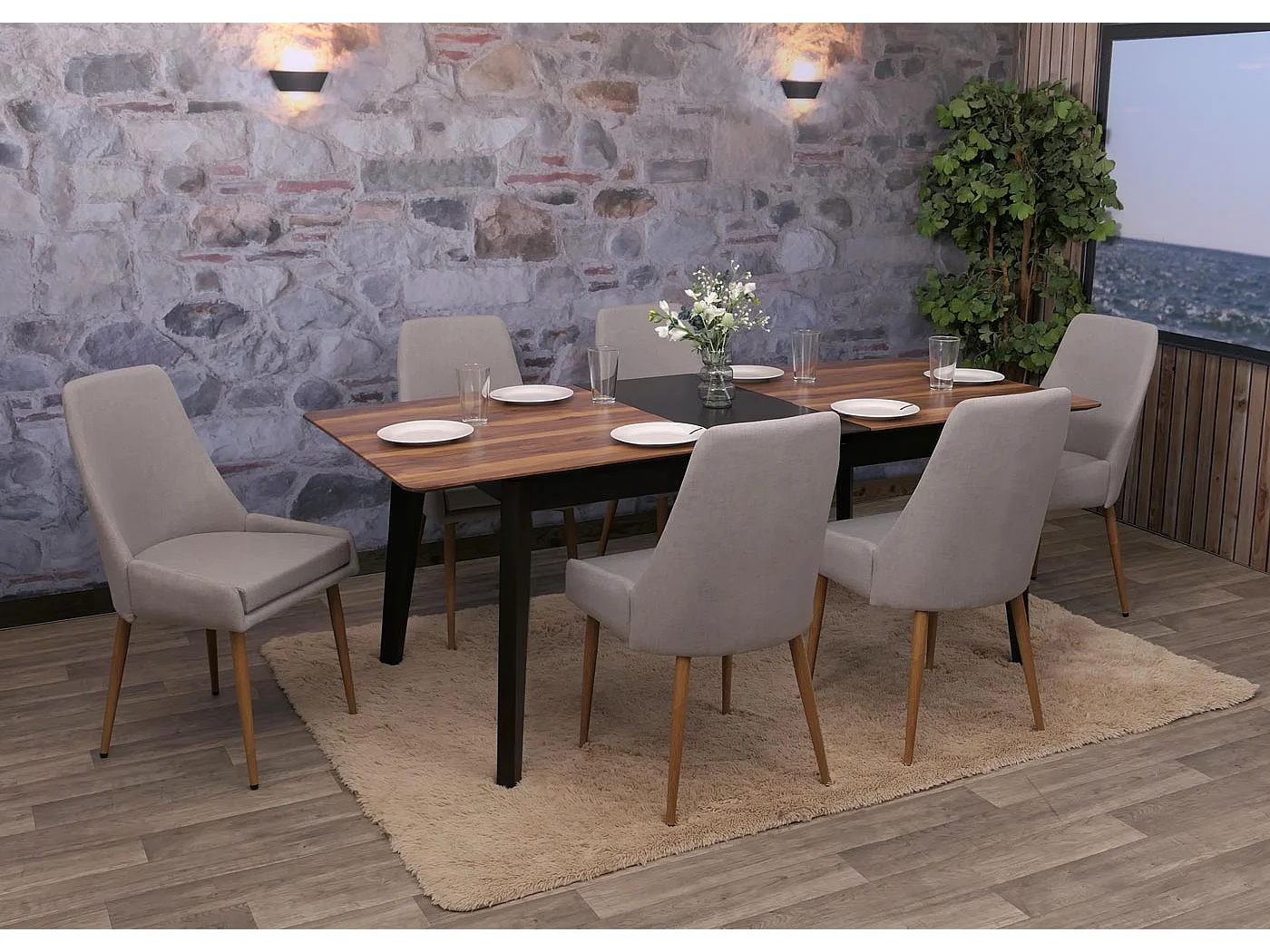 Esszimmerstuhl MCW-O27 (6er-Set), Hellgrau