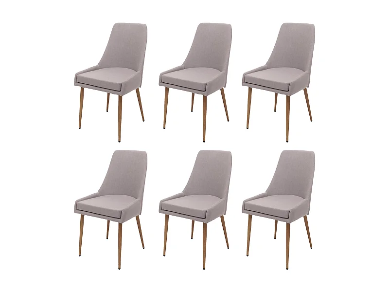 Chaise de salle à manger MCW-O27 (lot de 6),  gris clair