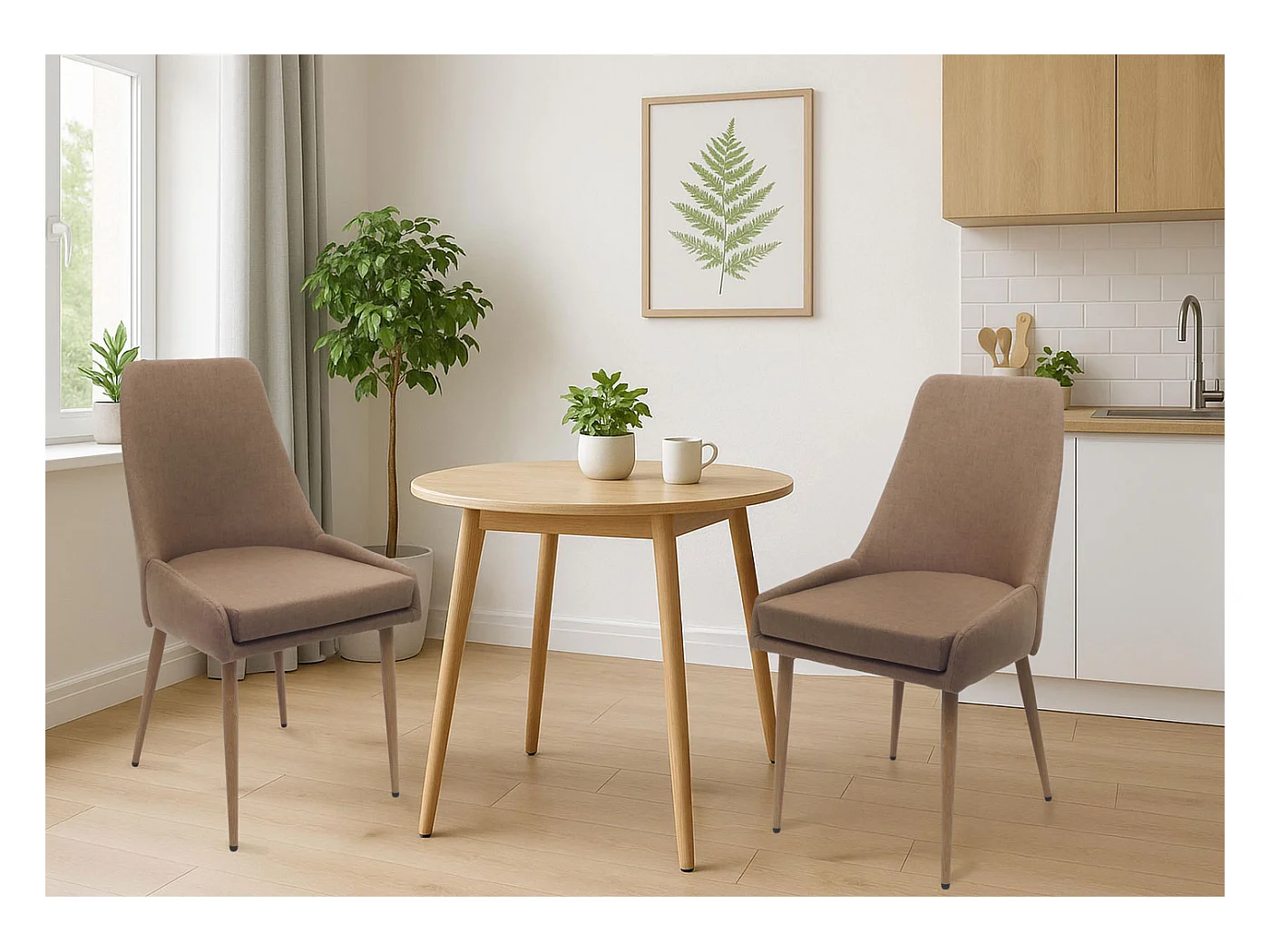 Chaise de salle à manger MCW-O27 (lot de 6),  marron