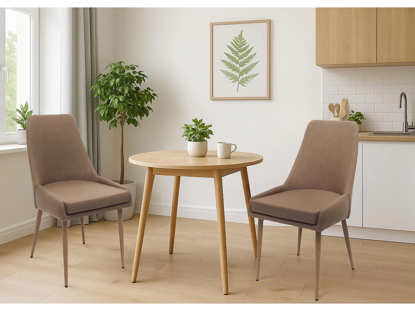 Chaise de salle à manger MCW-O27 (lot de 6),  marron