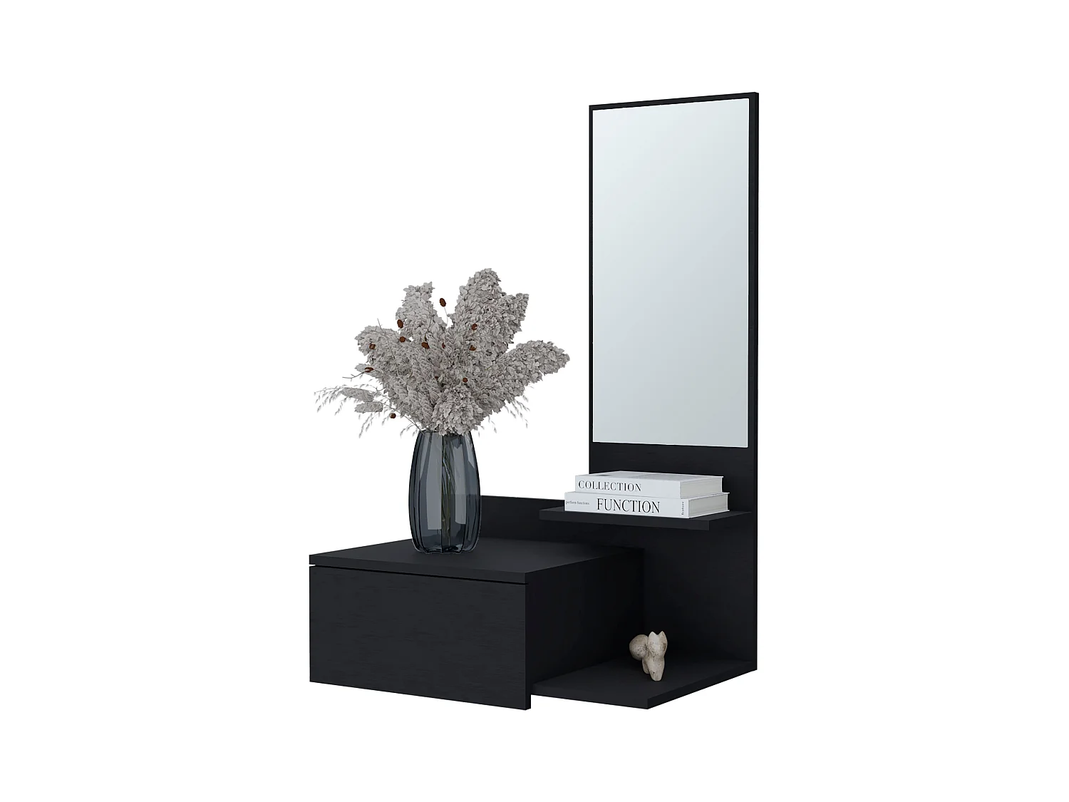 TUHOME Meuble flottant Elgin avec miroir inclus, noir