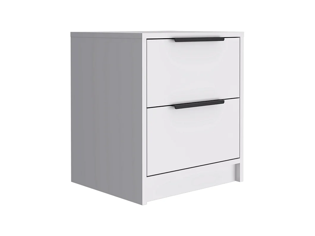TUHOME Table de Nuit Washington avec Deux Grands Tiroirs, Couleur Blanche