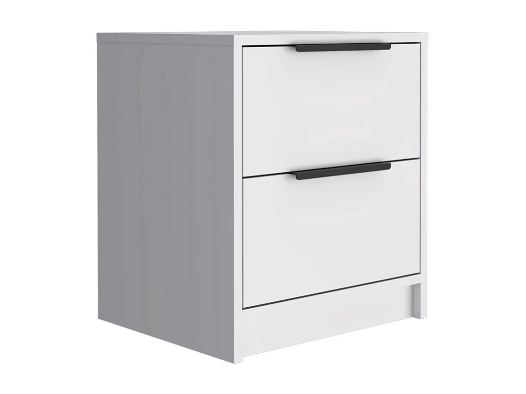 TUHOME Comodino Washington con Due Grandi Cassetti, Colore Bianco