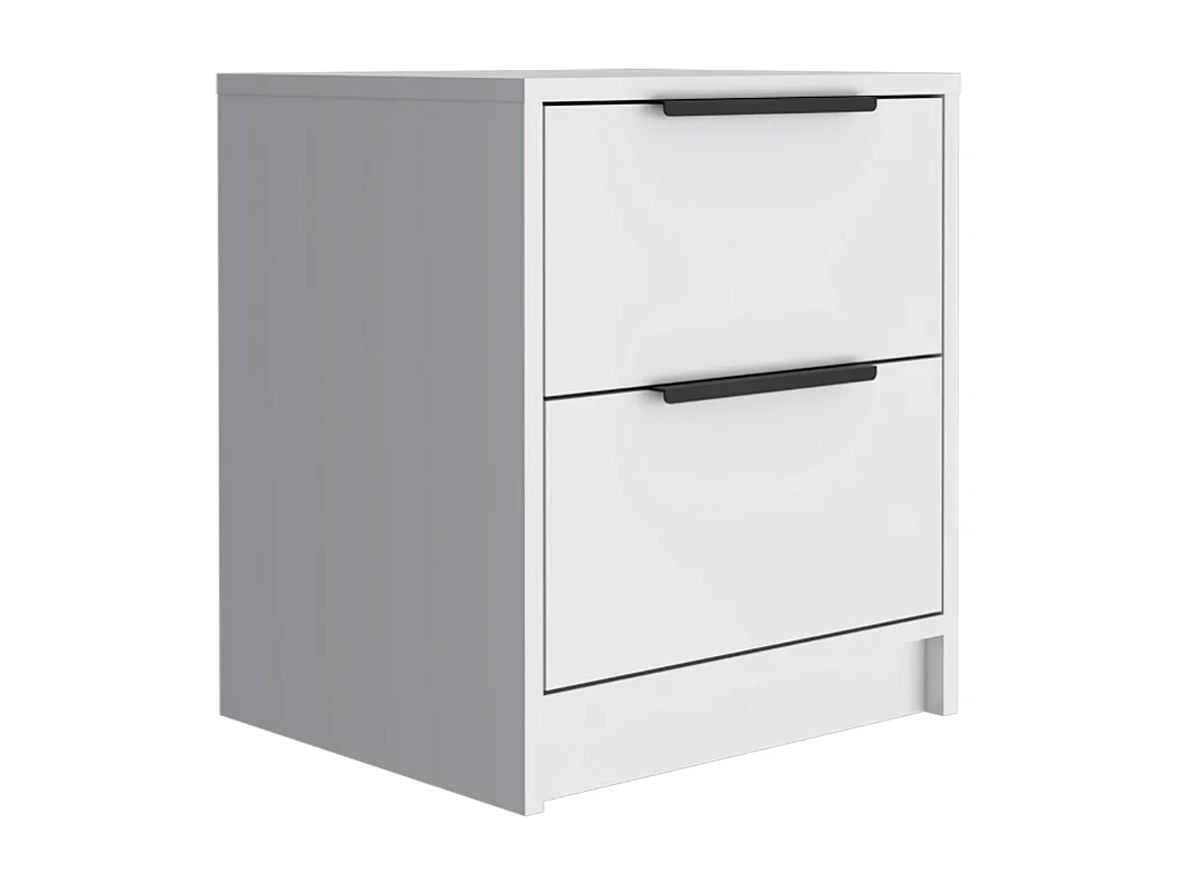 TUHOME Comodino Washington con Due Grandi Cassetti, Colore Bianco