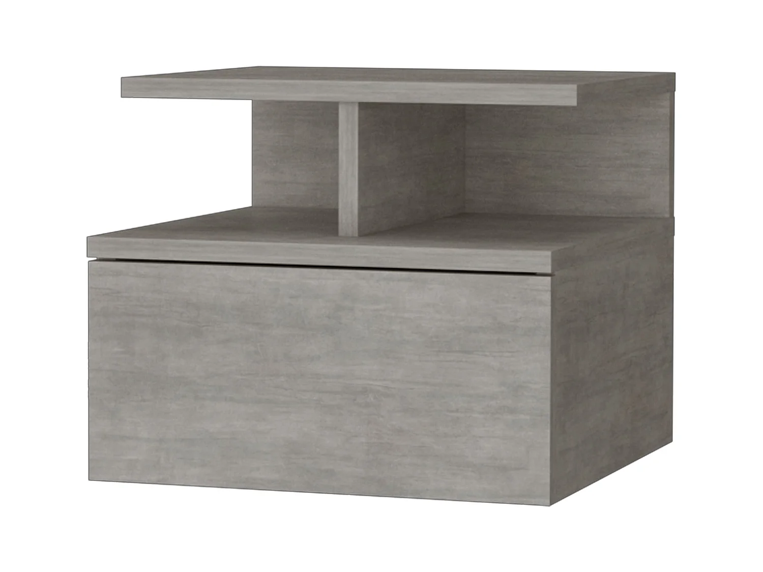 TUHOME Table de Nuit Murale Augusta avec Étagère à 2 Niveaux et 1 Tiroir, Gris