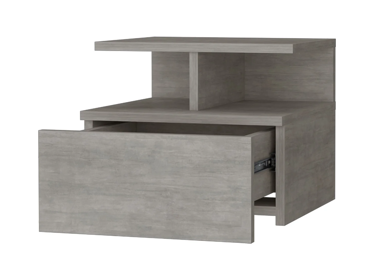 TUHOME Table de Nuit Murale Augusta avec Étagère à 2 Niveaux et 1 Tiroir, Gris