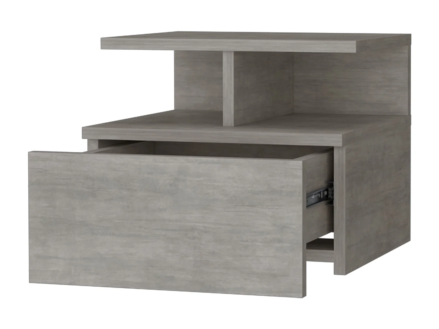 TUHOME Comodino Sospeso Augusta con Ripiano a 2 Livelli e 1 Cassetto, Grigio