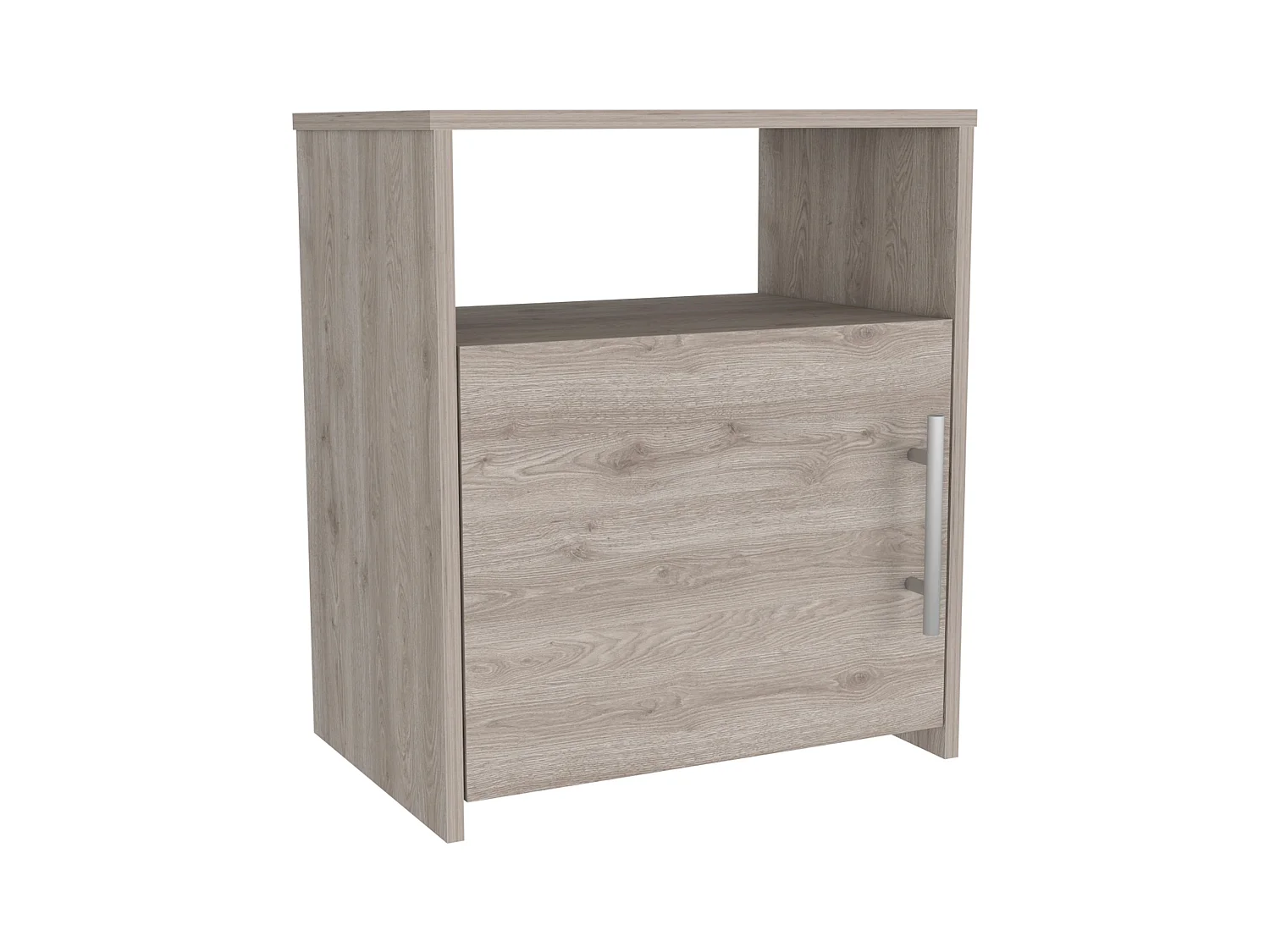 TUHOME MUEBLE Mesa de Noche Bristol, Un Compartimiento con Puerta, Superficie Superior, Gris