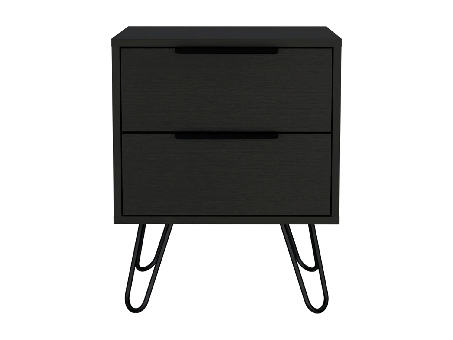 TUHOME Table de Nuit Nuvo 2, Deux Tiroirs, Pieds en Épingle, Couleur Noire