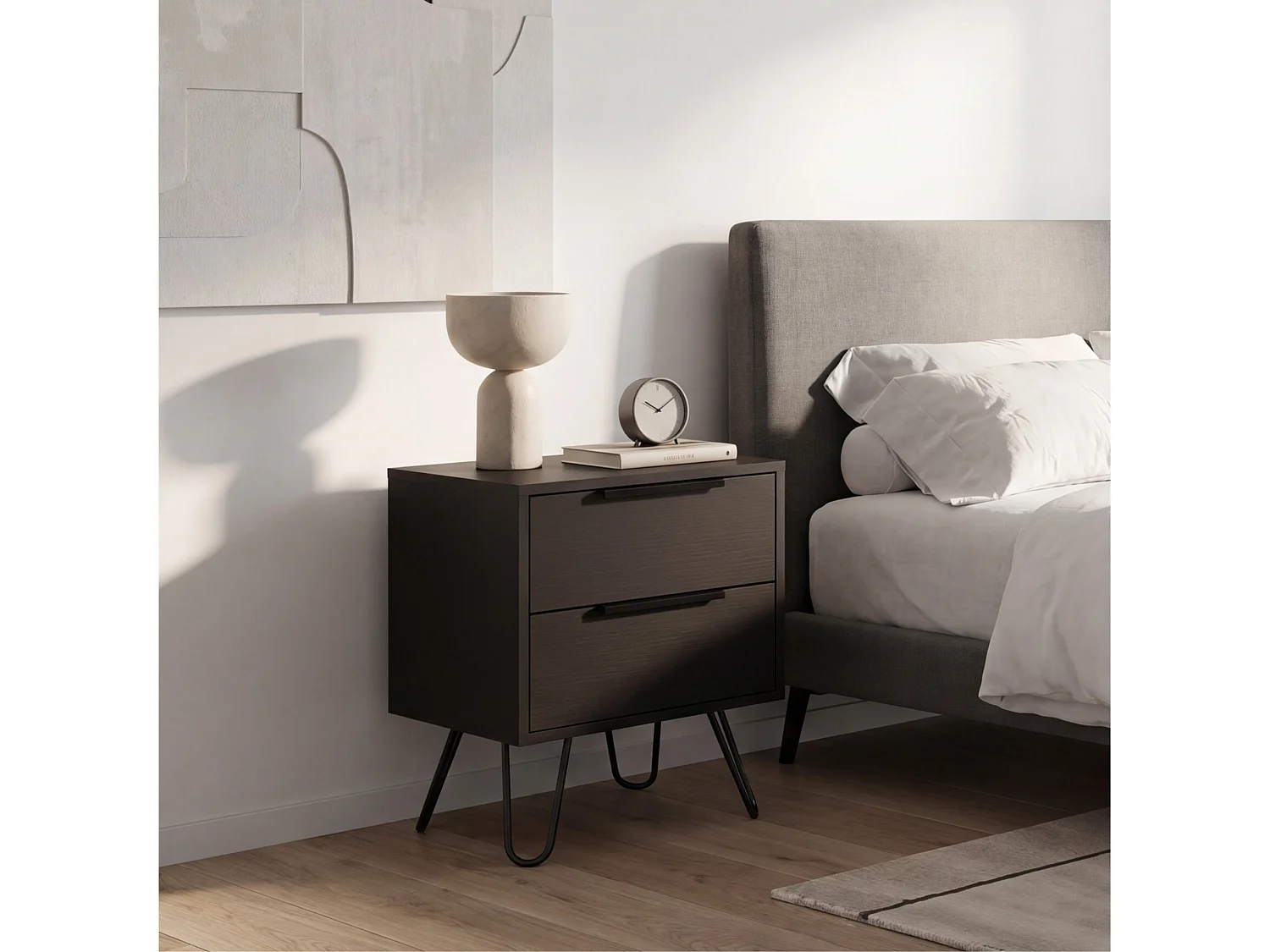 TUHOME CONCEPT Table de chevet Augusta de 45 cm, wengé