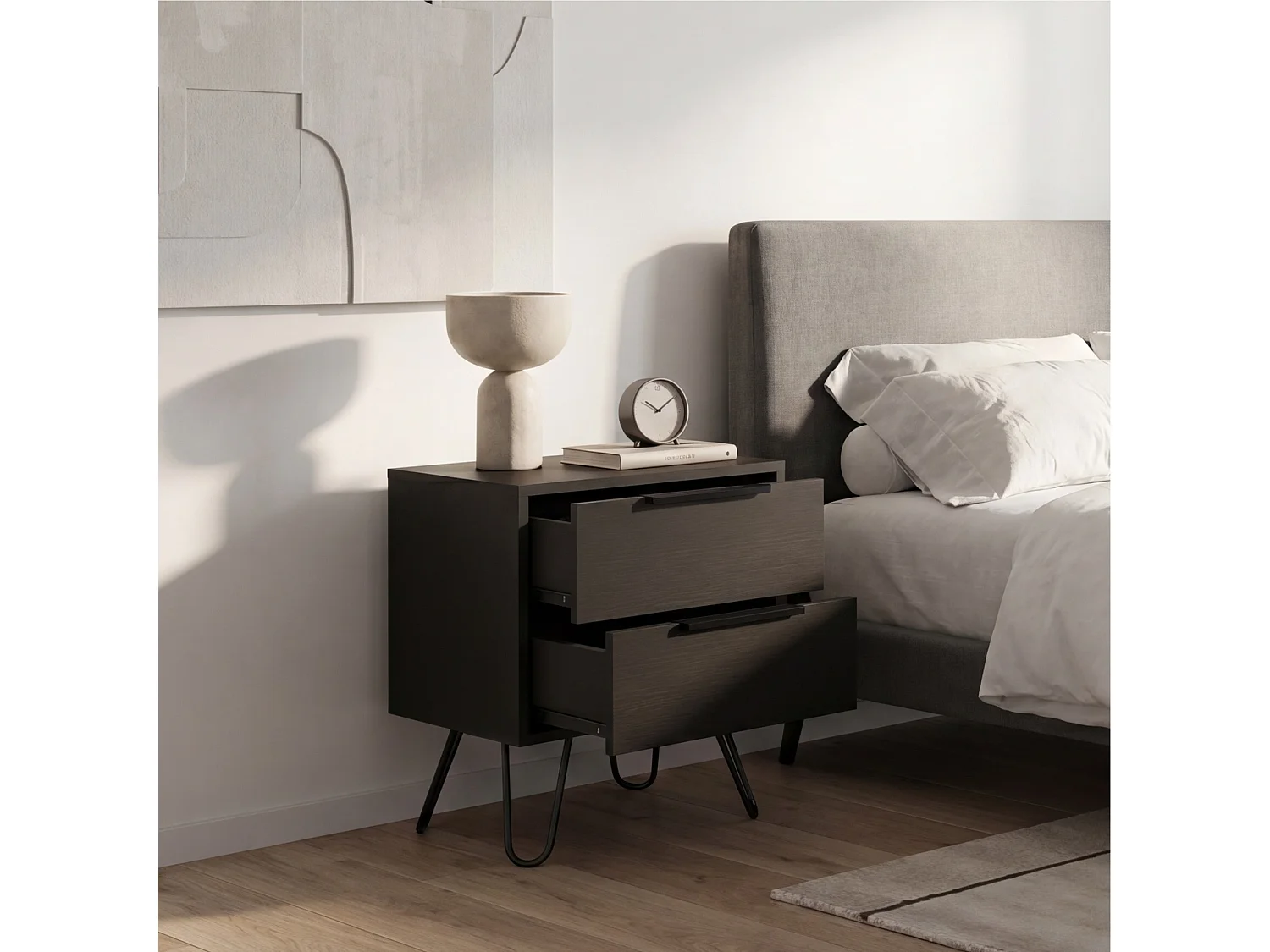 TUHOME CONCEPT Table de chevet Augusta de 45 cm, wengé
