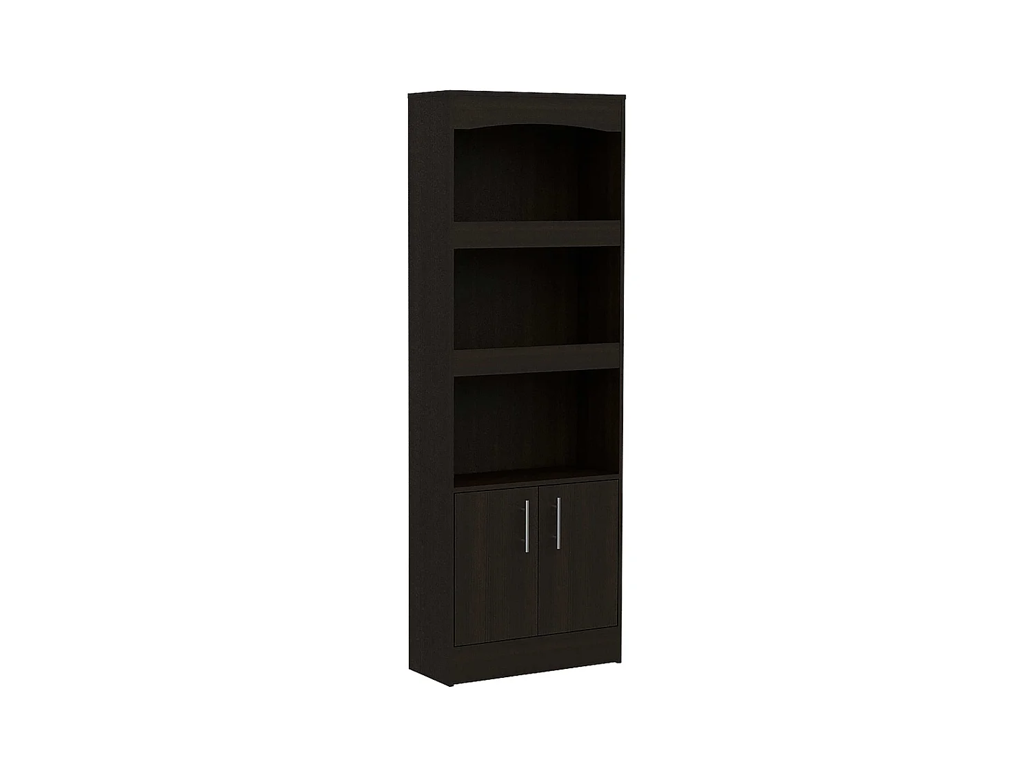 TUHOME Biblioteca Durango, Tres Estantes, Gabinete con Doble Puerta, Negro.