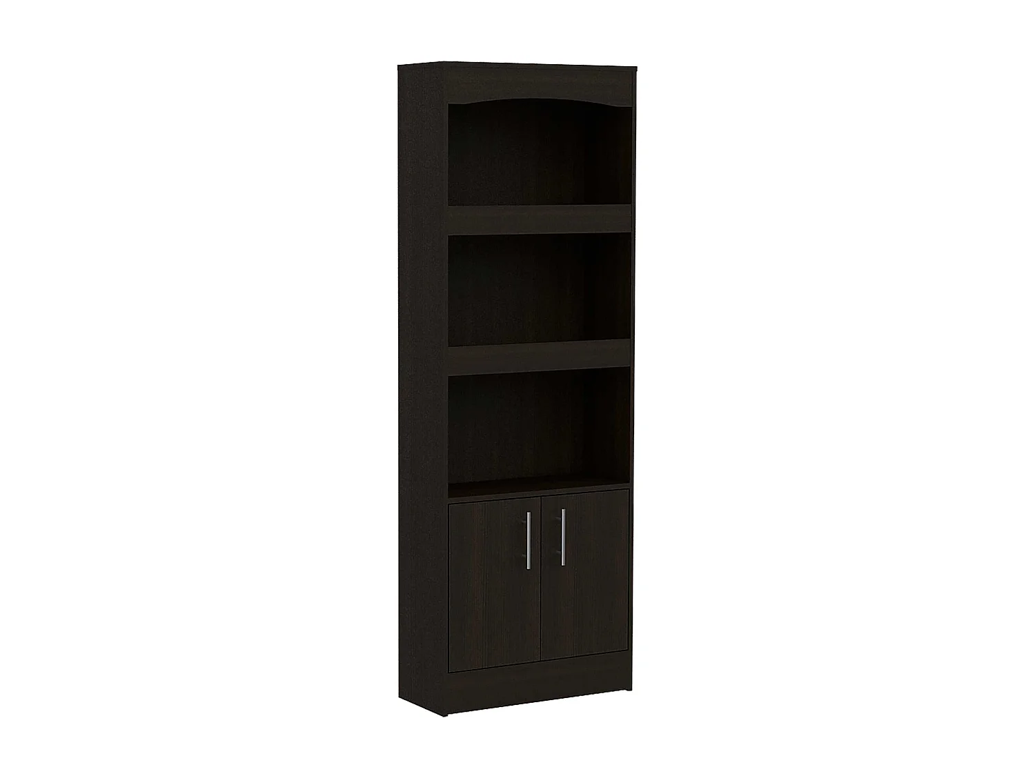 TUHOME Bibliothèque Durango, Trois Étagères, Meuble avec Double Porte, Noir