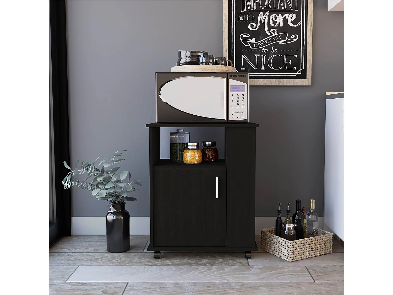 TUHOME Gabinete Inferior para Microondas Clayton Kit, Negro