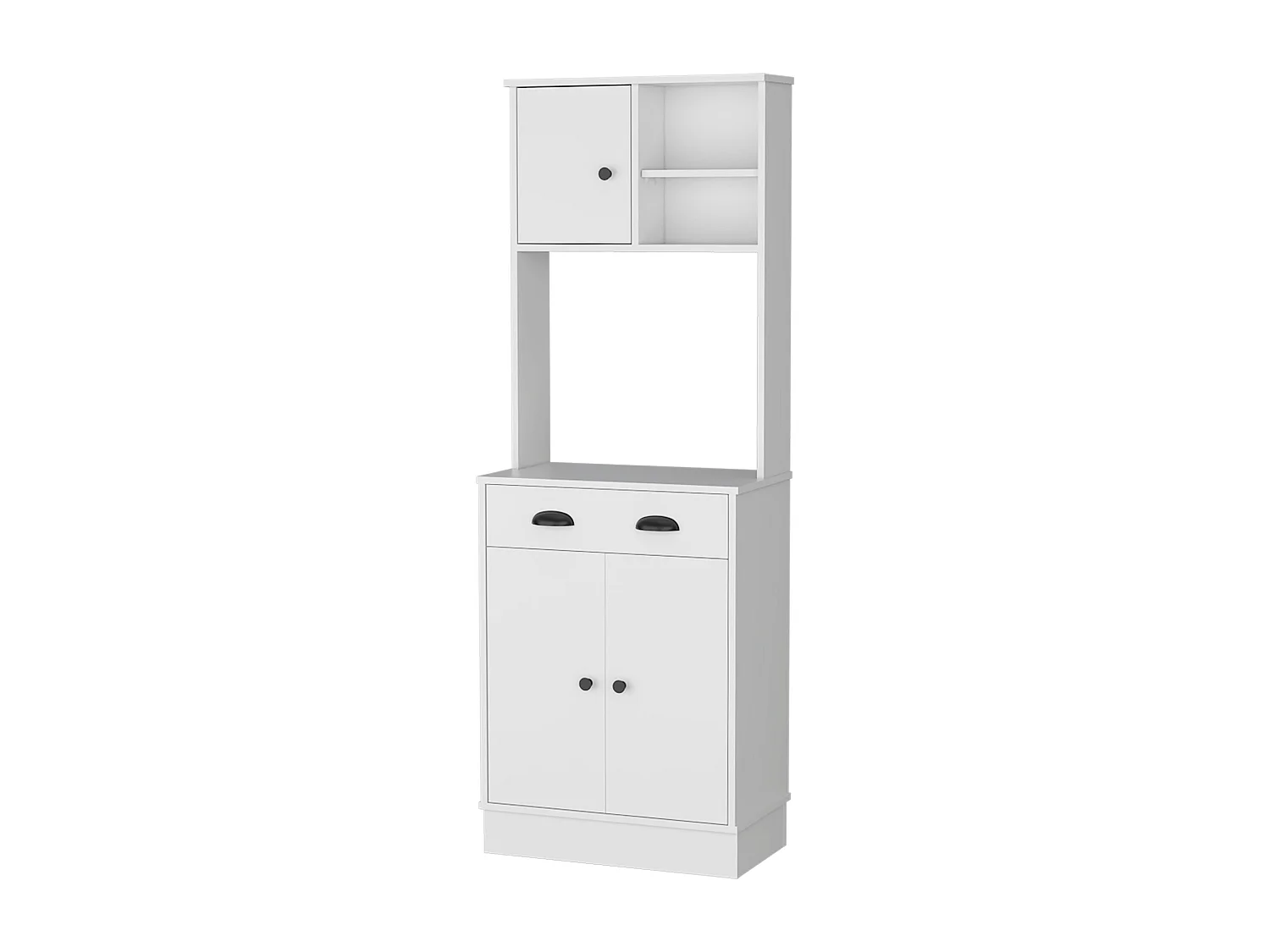 TUHOME Armário de Cozinha para Micro-ondas Powell com 3 Portas, Puxadores e Gaveta