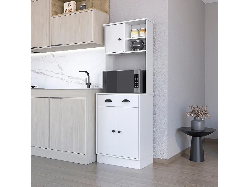 TUHOME Meuble de Cuisine pour Micro-ondes Powell avec 3 Portes, Poignées et Tiroir