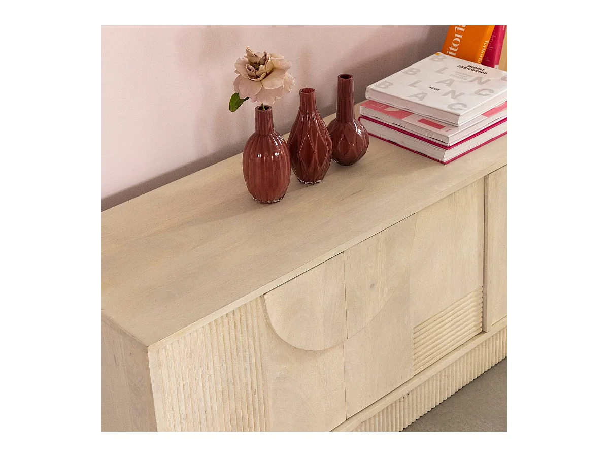 Meuble TV en bois de manguier blanchi Miliam