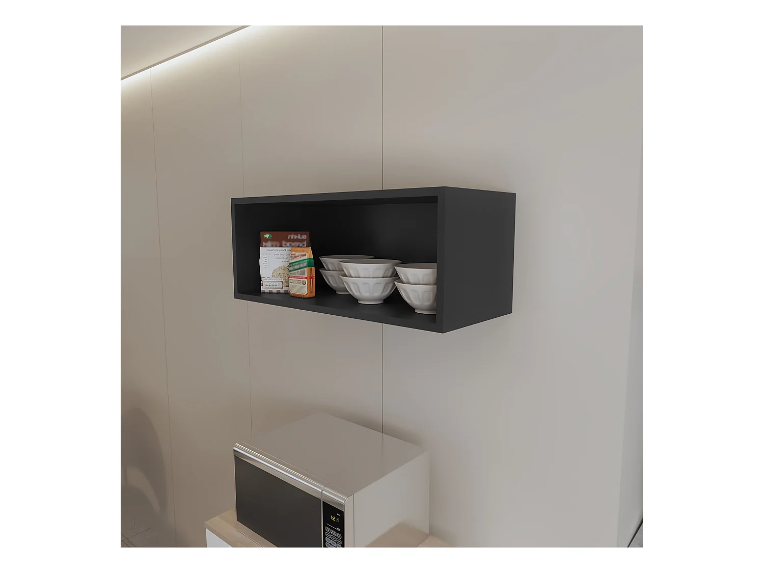 TUHOME Gabinete de Pared Hard Rock en Melamina con Almacenamiento Abierto