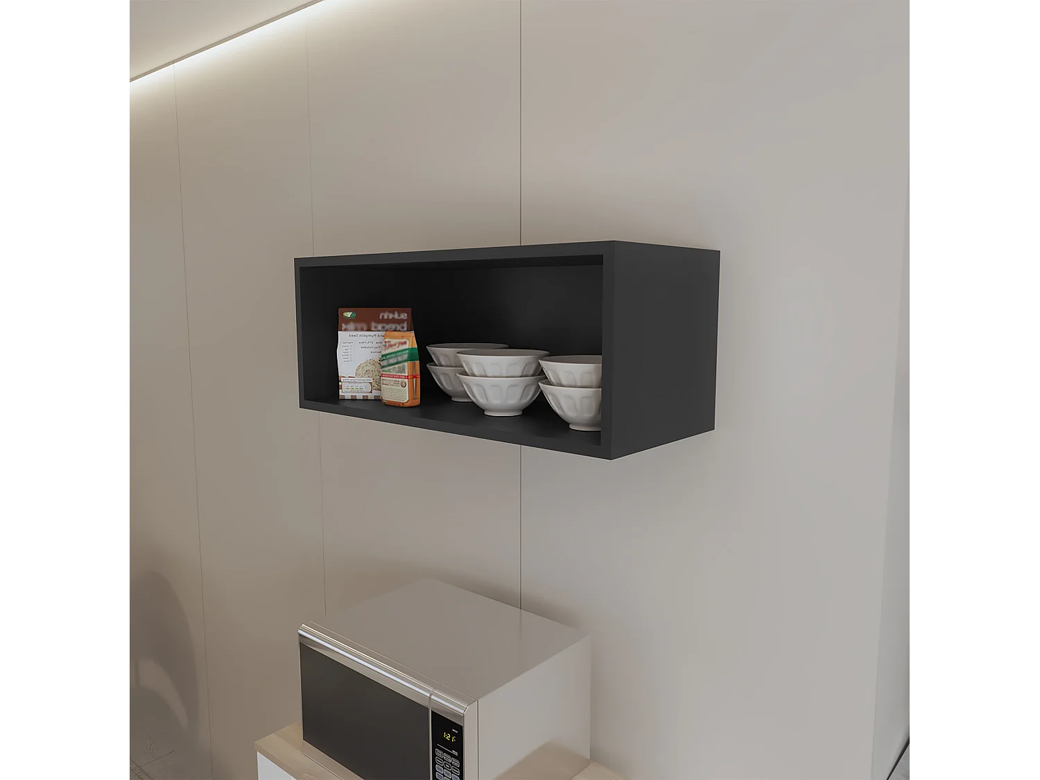 TUHOME Gabinete de Pared Hard Rock en Melamina con Almacenamiento Abierto