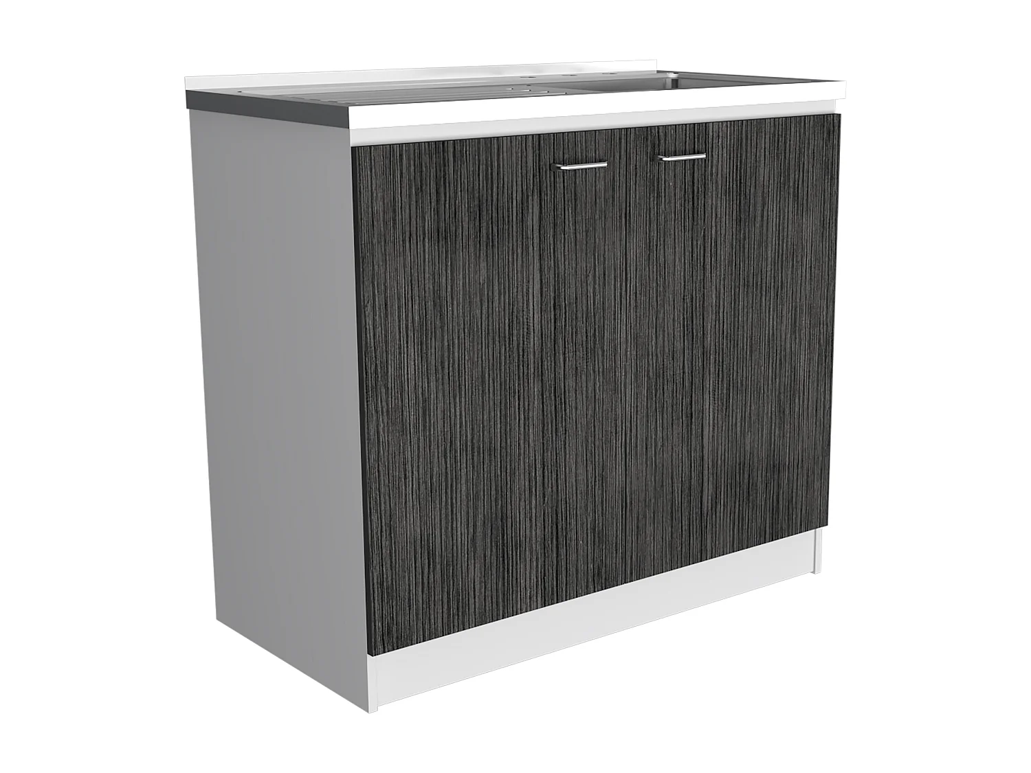 Mobile lavastoviglie Napoles in melaminico con 2 ante, 2 ripiani e piano di lavoro in acciaio inox, multicolore, 90 cm X 100 cm X 52 cm