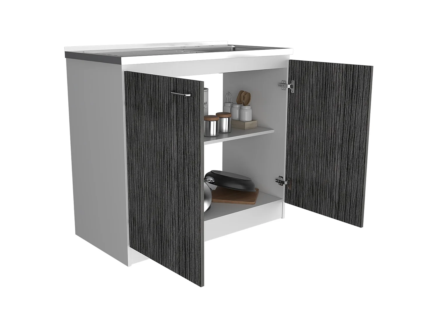 TUHOME CONCEPT Móvel lava-loiça Napoles de 100 cm, branco e carvalho cinzento