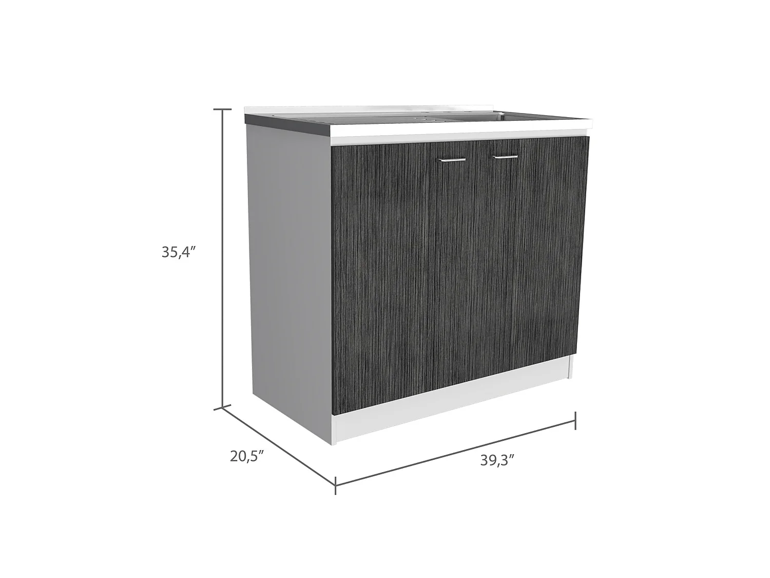TUHOME CONCEPT Móvel lava-loiça Napoles de 100 cm, branco e carvalho cinzento