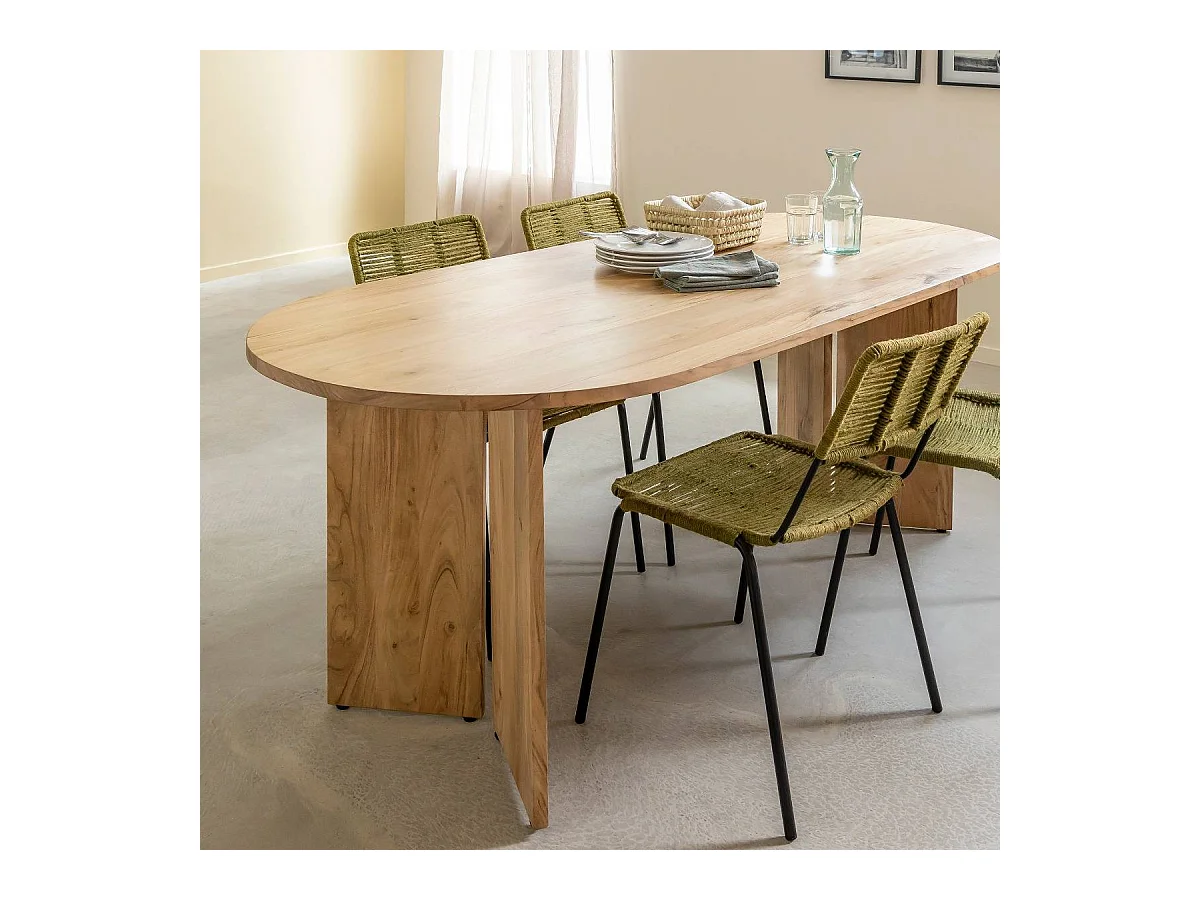 Table à manger ovale en bois d'acacia Elwen