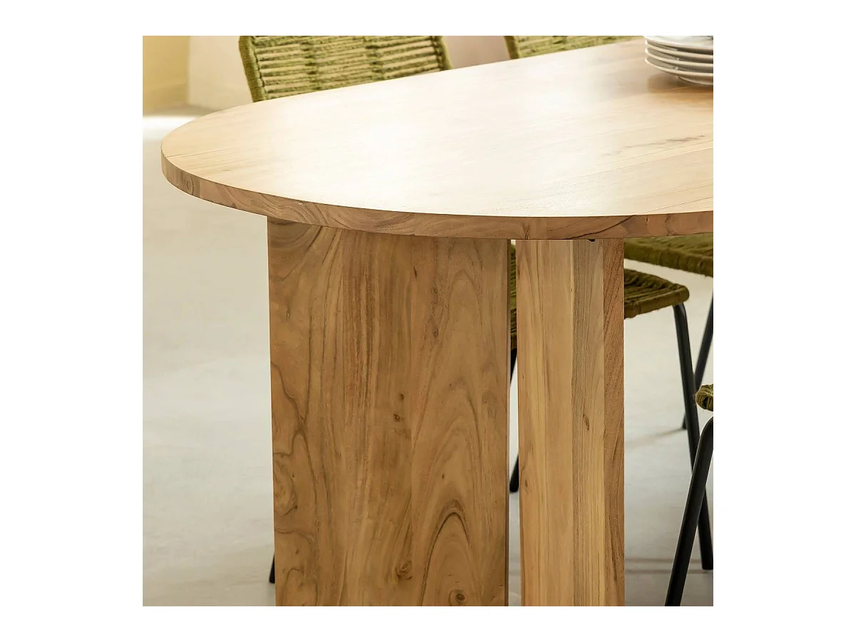 Table à manger ovale en bois d'acacia Elwen