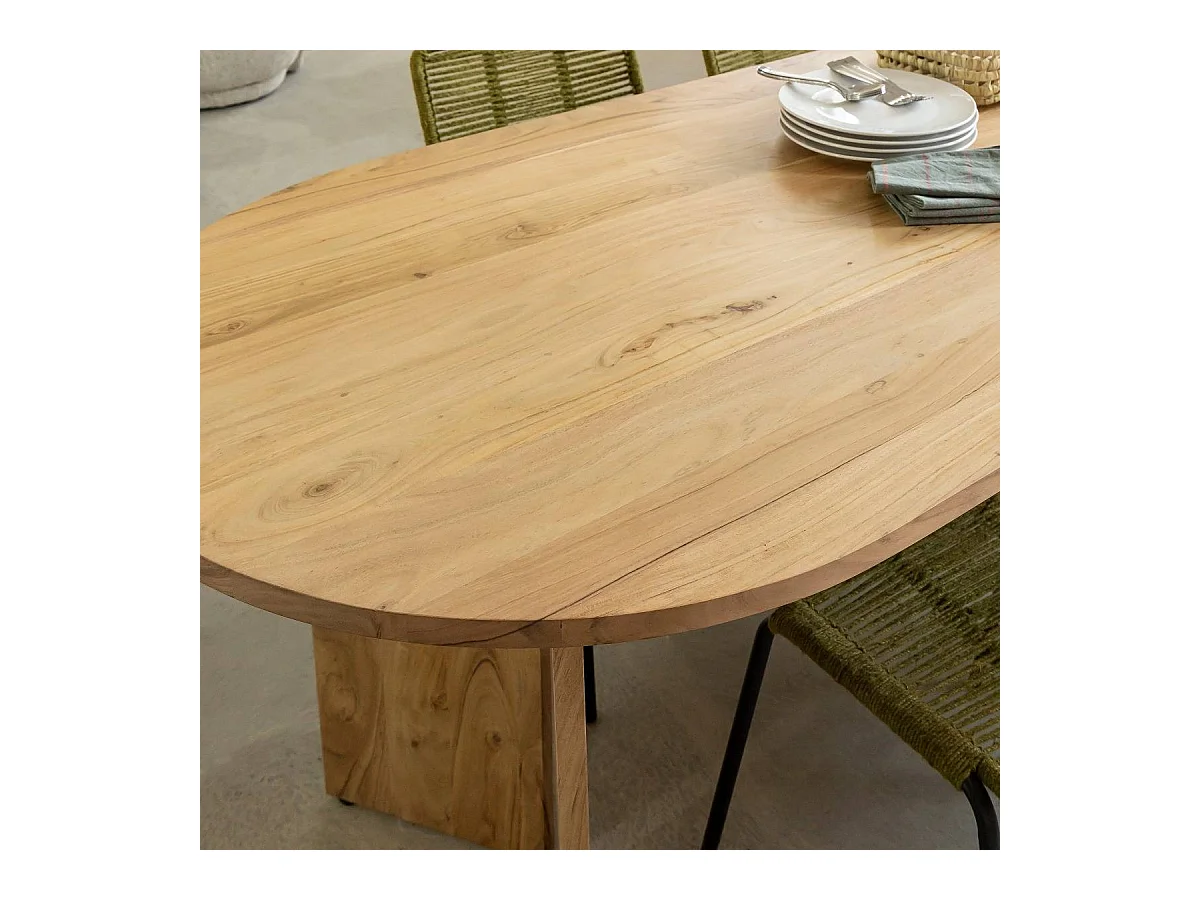 Table à manger ovale en bois d'acacia Elwen