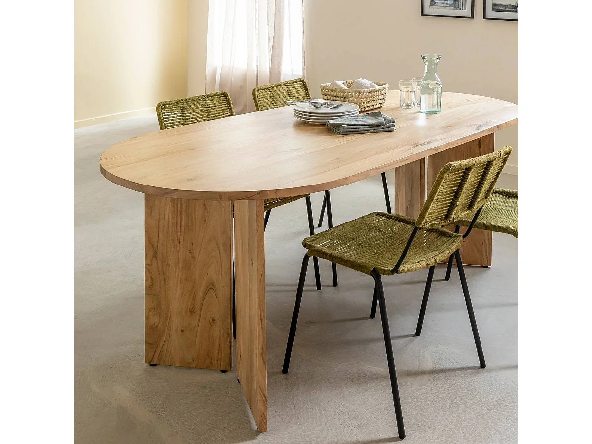 Table à manger ovale en bois d'acacia Elwen
