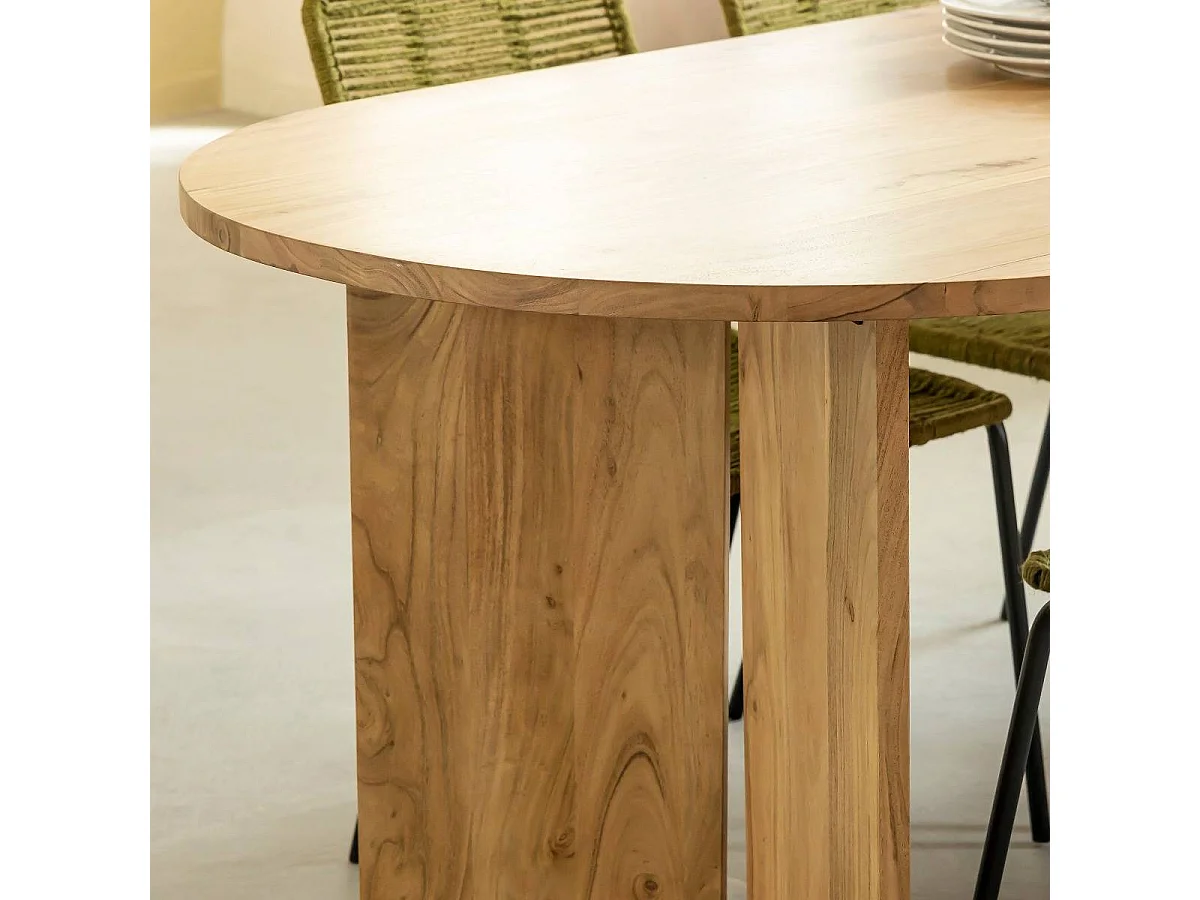 Table à manger ovale en bois d'acacia Elwen