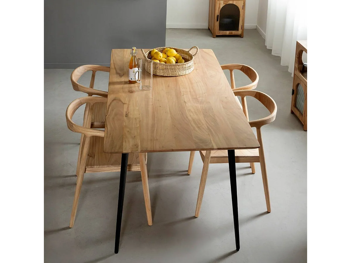Table à manger en bois d'acacia et métal Alan