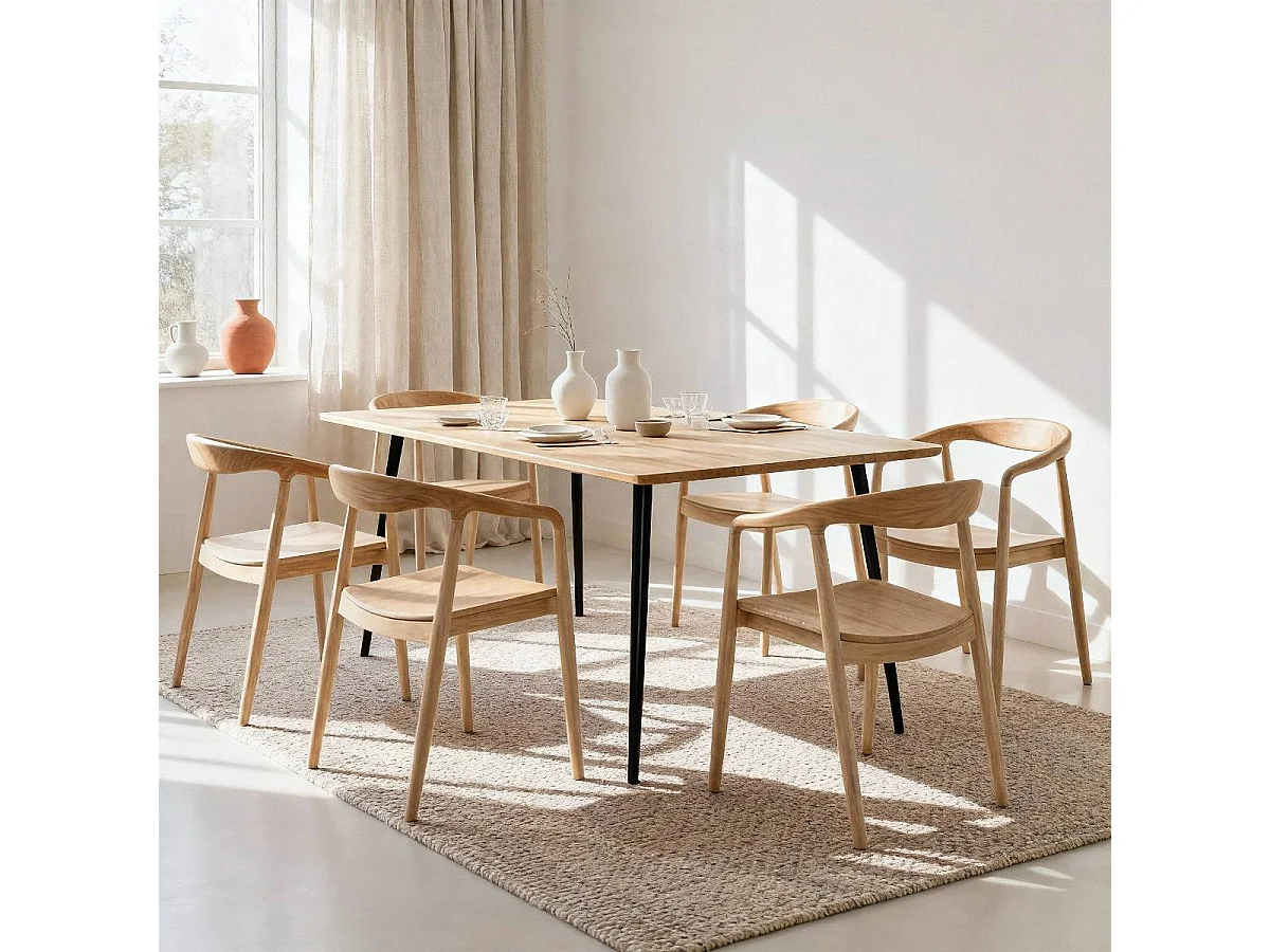 Table à manger en bois d'acacia et métal Alan