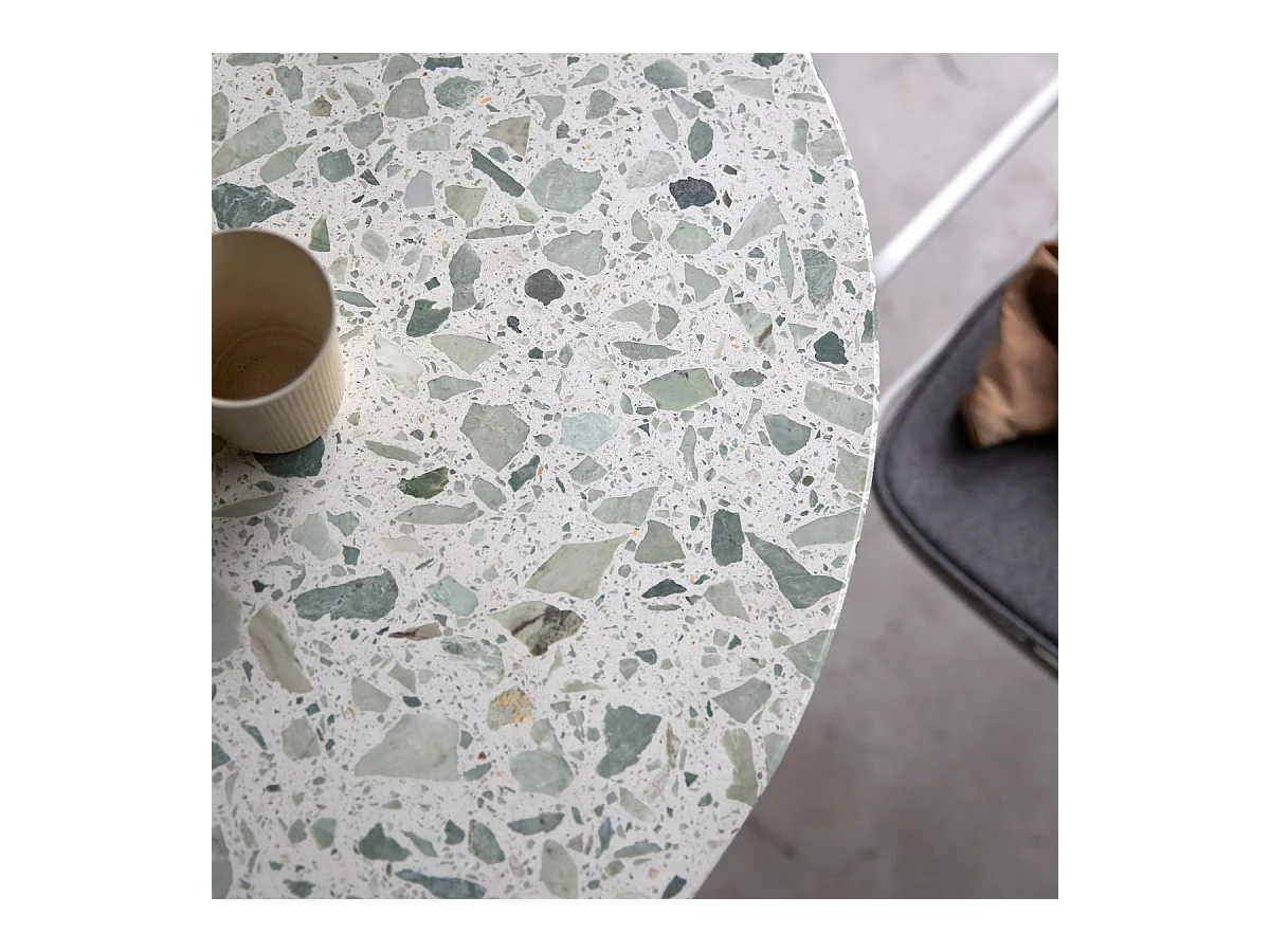 Runder Tisch Premium-Terrazzo und Metall 90 Elio grün