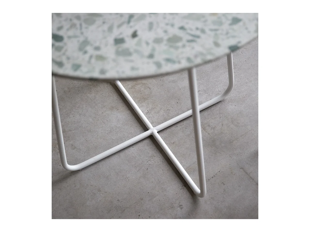 Runder Tisch Premium-Terrazzo und Metall 90 Elio grün