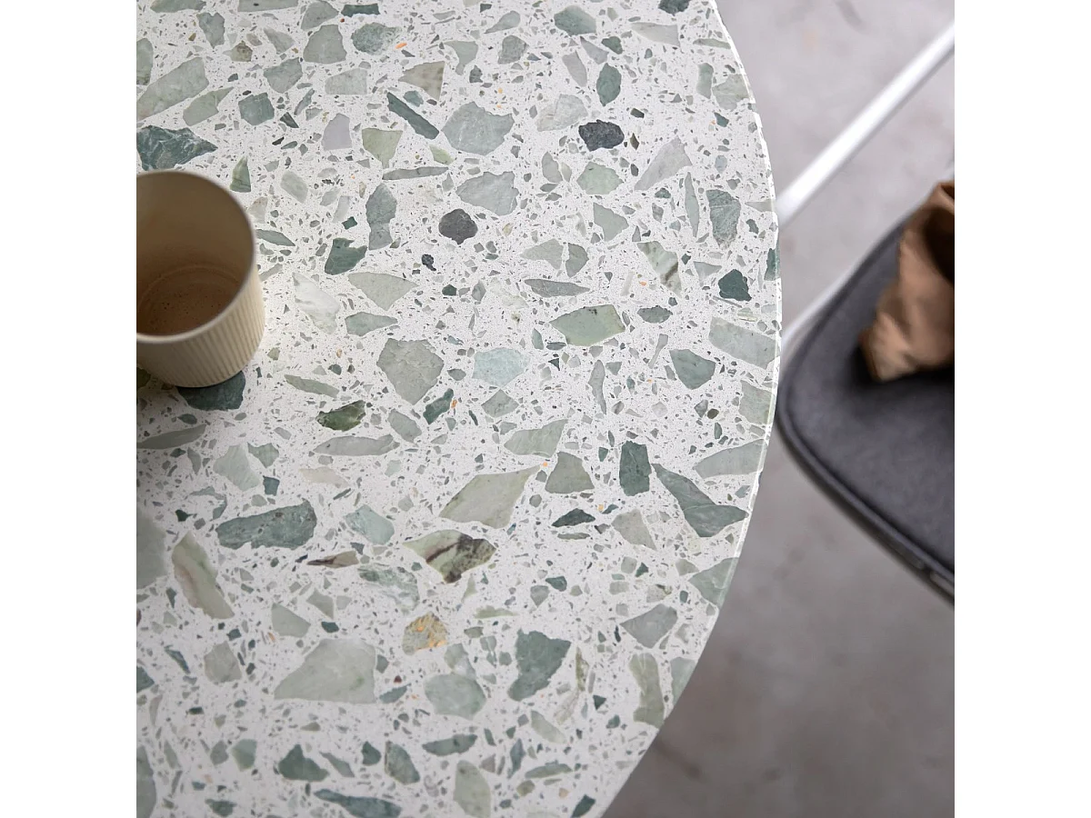Runder Tisch Premium-Terrazzo und Metall 90 Elio grün