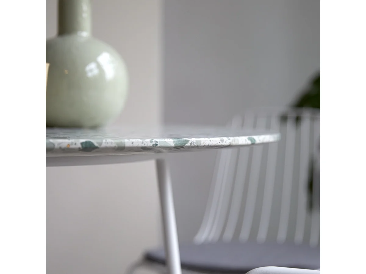 Runder Tisch Premium-Terrazzo und Metall 90 Elio grün