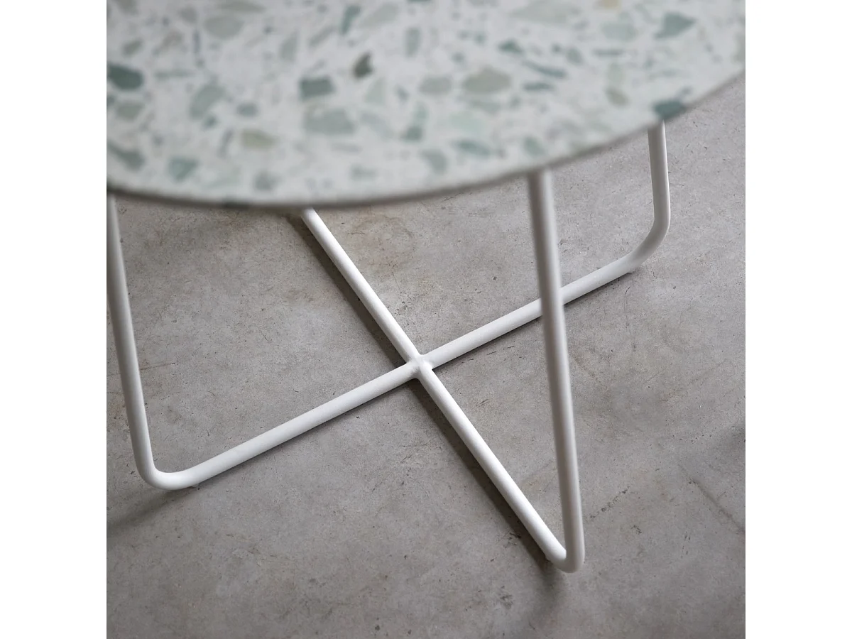 Elio - Premium green terrazzo and metal round table, seats 4