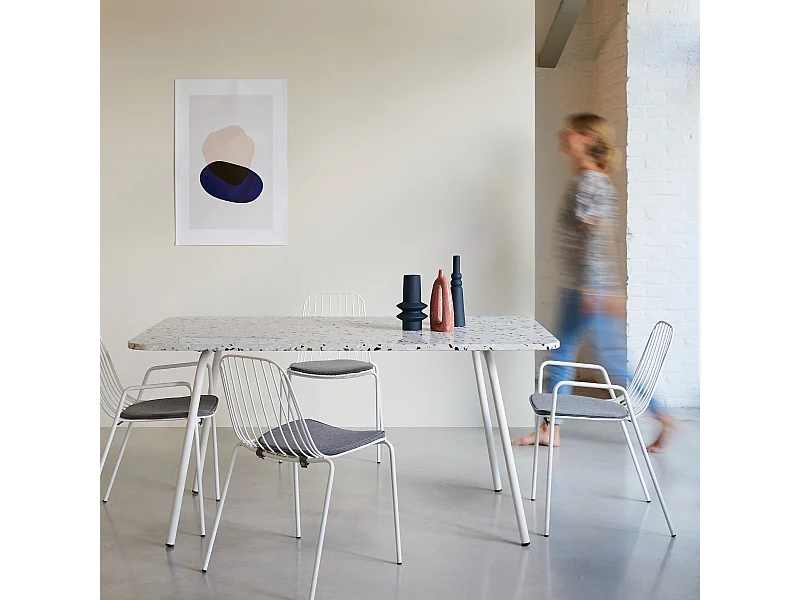 Table rectangulaire en terrazzo premium et métal 160 Elio white